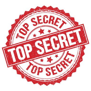 Kırmızı yuvarlak pul işareti üzerine yazılmış üst düzey gizli metin