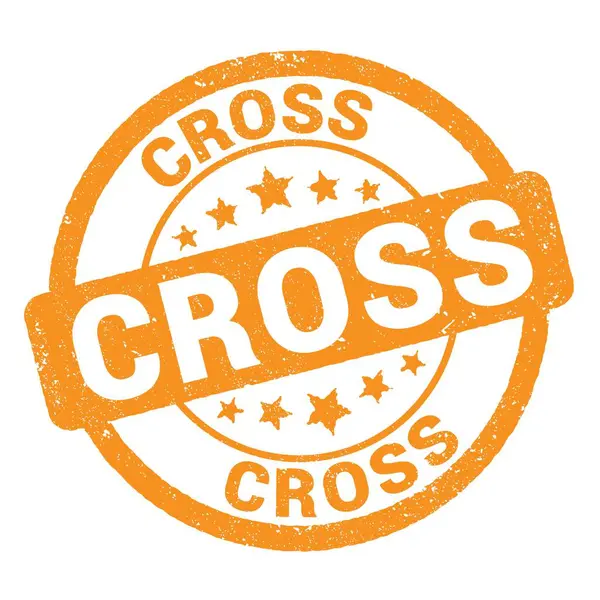 Cross Szöveg Narancssárga Grungy Bélyegzőtáblára Írva — Stock Fotó