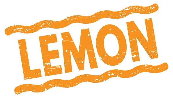 Lemon Tekst Geschreven Oranje Lijnen Stempel Teken — Stockfoto