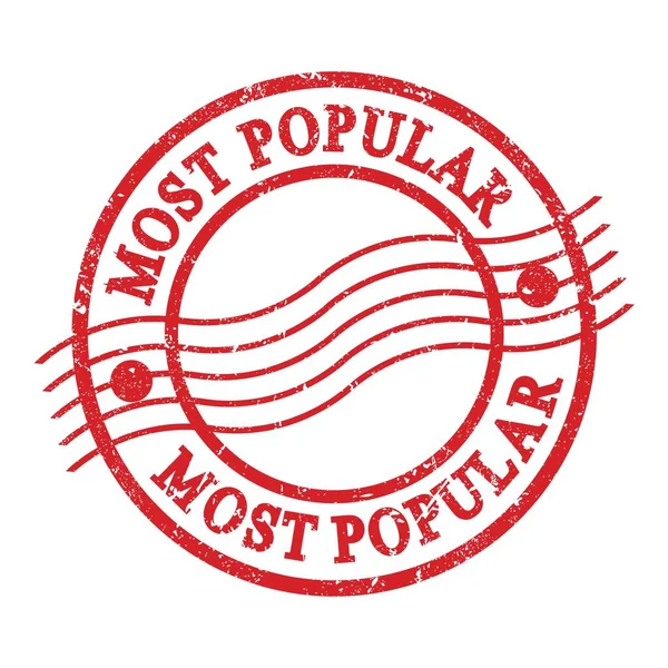 Mais Popular Texto Escrito Selo Postal Grungy Vermelho — Fotografia de Stock