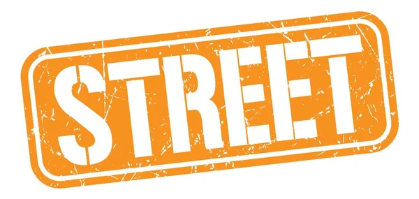 Street Tekst Geschreven Oranje Grungy Stempel Teken — Stockfoto