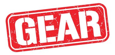 Kırmızı grungy mühür işareti üzerine yazılmış GEAR metni.