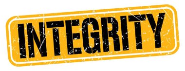 Turuncu-siyah müstehcen işareti üzerine yazılmış INTEGRITY metni.