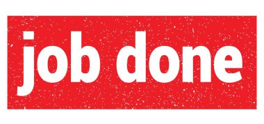 İş bitirme metni kırmızı grungy mühür işareti üzerine yazılmış.