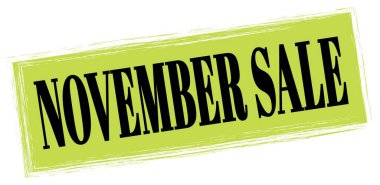 Yeşil-siyah dikdörtgen mühür işareti üzerine yazılmış Kasım ayı satış metni.