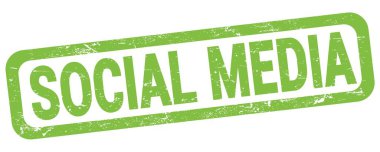 SOCIAL MEDIA text written on green rectangle stamp sign.