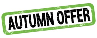 Yeşil-siyah dikdörtgen mühür işareti üzerine yazılmış AUTUMN OFFER metni.