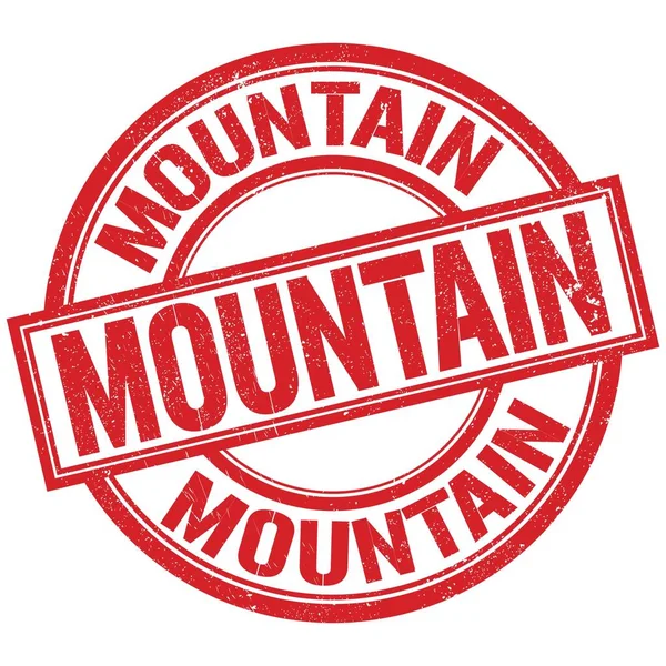 Mountain Κείμενο Γραπτή Λέξη Για Κόκκινο Στρογγυλό Σφραγίδα Υπογράψει — Φωτογραφία Αρχείου
