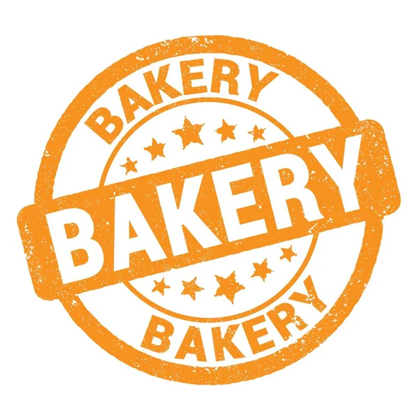 Bakeria Tekst Napisany Pomarańczowym Grungy Znak Znaczka — Zdjęcie stockowe