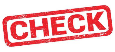Kırmızı dikdörtgen pul işareti üzerine yazılmış CHECK metni.