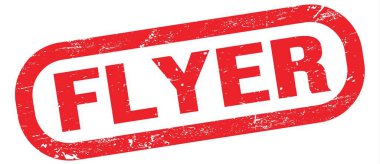 FLYER, kırmızı dikdörtgen mühür işareti üzerine yazılmış metin.