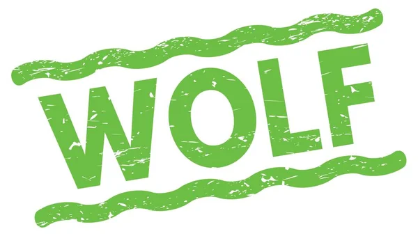 Wolf Text Skriven Gröna Linjer Stämpel Tecken — Stockfoto