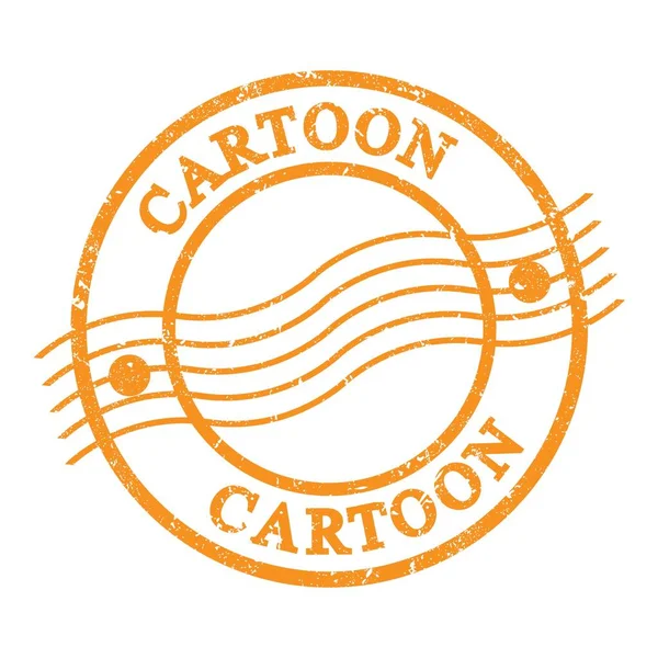 Cartoon Text Written Orange Grungy Postal Stamp — ストック写真