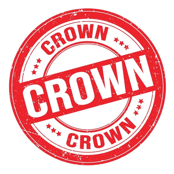Crown Texto Escrito Rojo Ronda Grungy Sello Signo — Foto de Stock
