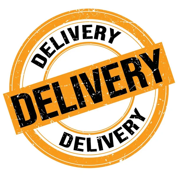 Delivery Szöveg Narancssárga Fekete Kerek Grungy Bélyegzőtáblára Írva — Stock Fotó