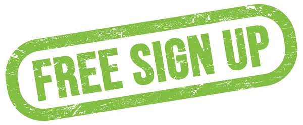 無料サインアップ 緑の長方形の切手サインのテキスト — ストック写真