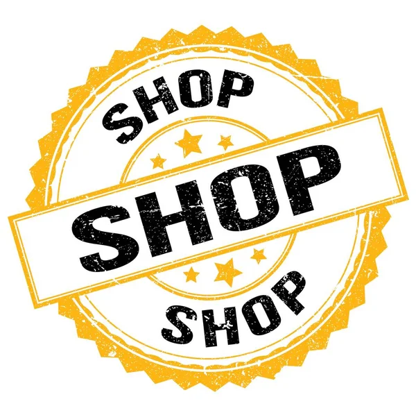 Shop Text Written Yellow Black Stamp Sign — Stock Photo, Image