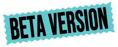 Mavi-siyah zig-zag işareti üzerine yazılmış BETA VERSION metni.