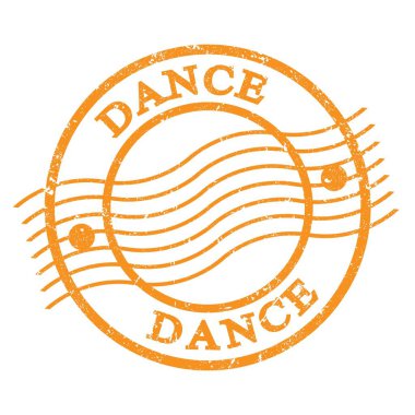 DANCE, turuncu grungy posta pulu üzerine yazılmış metin.