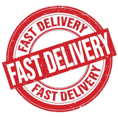 Kırmızı yuvarlak grungy işareti üzerine yazılmış FAST DELIVERY metin