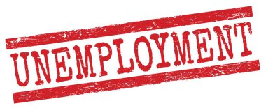 Kırmızı grungy satır işareti üzerine yazılmış UNEMPLOYMENT metni.