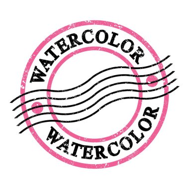 WATERCOLOR, pembe-siyah grungy posta pulu üzerine yazılmış metin.