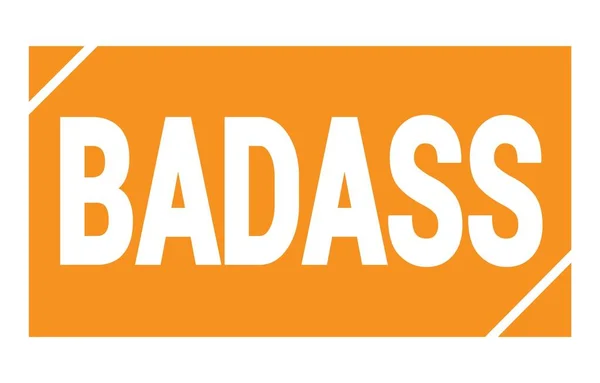 オレンジの四角形のスタンプ記号で書かれたBadassテキスト — ストック写真