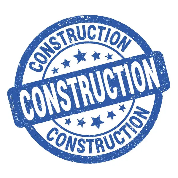 Construction Text Written Blue Grungy Stamp Sign — Stock Photo, Image
