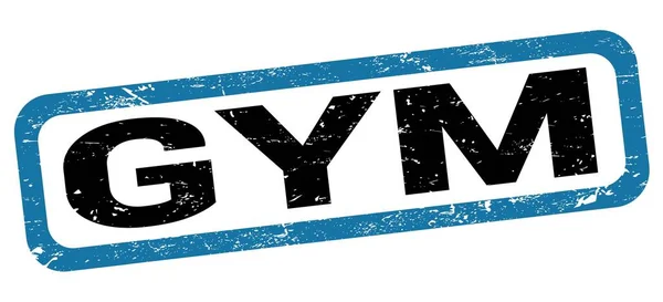 Texto Gym Escrito Signo Del Sello Del Rectángulo Azul Negro — Foto de Stock