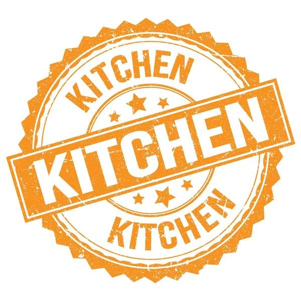 Kitchen Tekst Napisany Pomarańczowym Okrągłym Znaku Znaczka — Zdjęcie stockowe