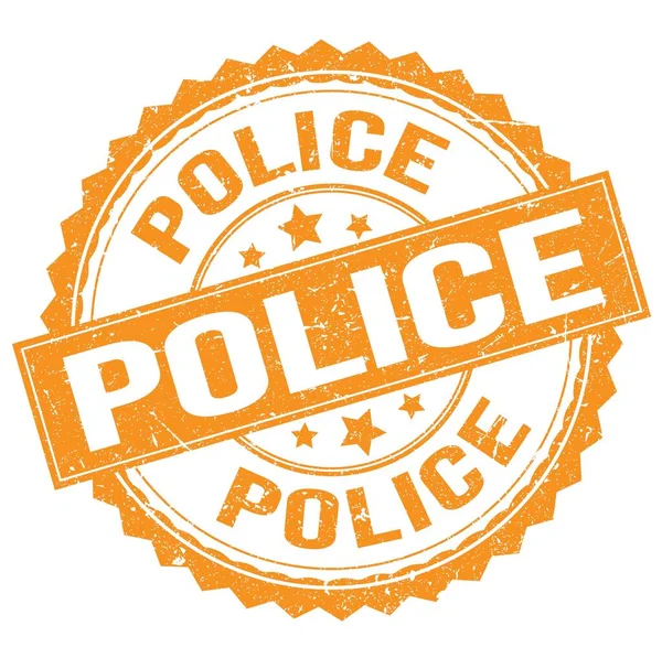 Policía Texto Escrito Naranja Ronda Sello Signo — Foto de Stock