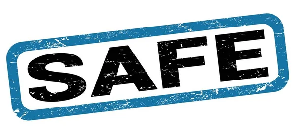 Safe Tekst Napisany Niebiesko Czarnym Prostokątnym Znaku Znaczka — Zdjęcie stockowe