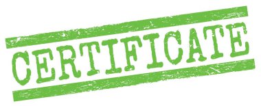 Yeşil grungy satır işareti üzerine yazılmış CERTIFICATE metin.