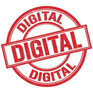 DIGITAL metin kırmızı yuvarlak pul işareti üzerine yazılmış kelime