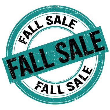 Sonbahar satışı metni mavi-siyah yuvarlak grungy işareti üzerine yazılmış