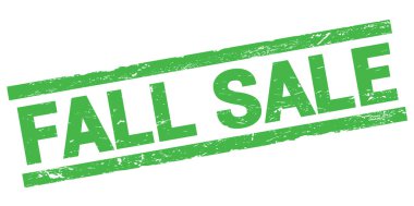 Yeşil dikdörtgen damga işareti üzerine yazılmış sonbahar satışı metni.