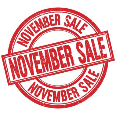 KOVEMBER Satış metni kırmızı yuvarlak pul işareti üzerine yazılmış