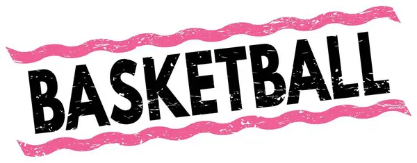 Basketball文字 用粉红 黑线图章标志书写 — 图库照片