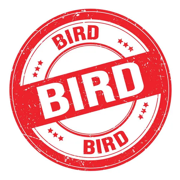 stock image BIRD text written on red round grungy stamp sign