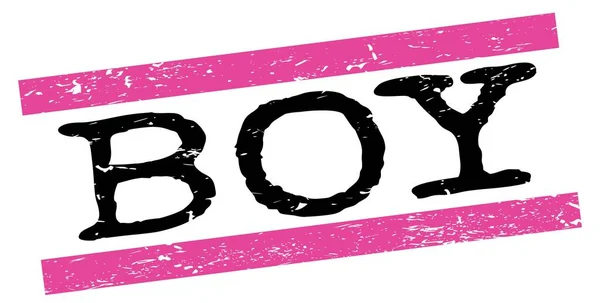 Boy Szöveg Rózsaszín Fekete Grungy Vonalak Bélyegző Tábla — Stock Fotó