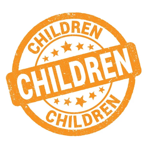 Dzieci Tekst Napisany Pomarańczowym Grungy Znak Znaczka — Zdjęcie stockowe