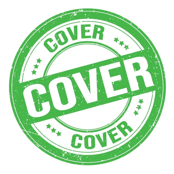 Cover Tekst Napisany Zielonym Okrągłym Znaku Grungy Znaczka — Zdjęcie stockowe
