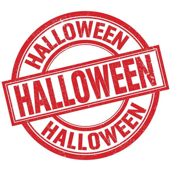 Halloween Testo Scritto Parola Sul Segno Del Timbro Rotondo Rosso — Foto Stock