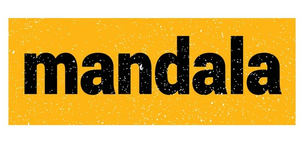 Mandala Tekst Napisany Żółto Czarny Grungy Znak Znaczka — Zdjęcie stockowe