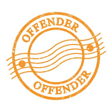 OFFENDER, turuncu grungy posta pulu üzerine yazılmış metin.