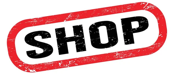 Shop Tekst Rood Zwarte Rechthoek Stempel Teken — Stockfoto