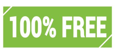 100% FREE text written on green grungy stamp sign.