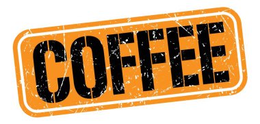 Turuncu-siyah pul işareti üzerine yazılmış kahve metni.