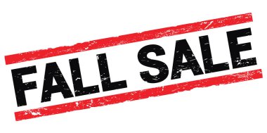 Sonbahar satışı metni siyah-kırmızı dikdörtgen mühür işareti üzerine yazılmış.