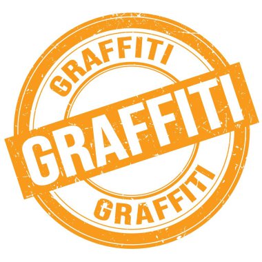 Turuncu yuvarlak grungy işareti üzerine yazılmış GRAFFITI metin